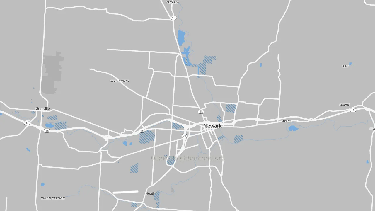 Transit Grade map of Newark, OH