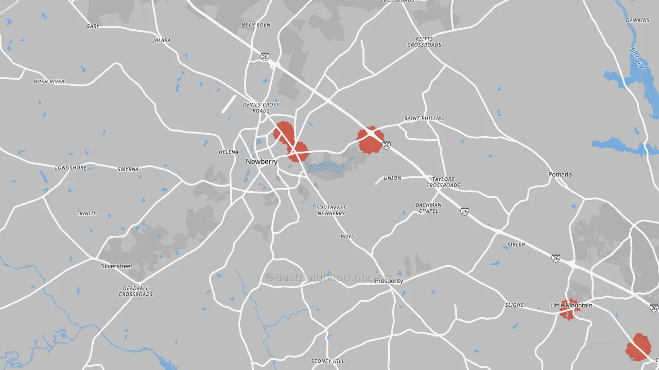Transit Grade map of Newberry County, SC