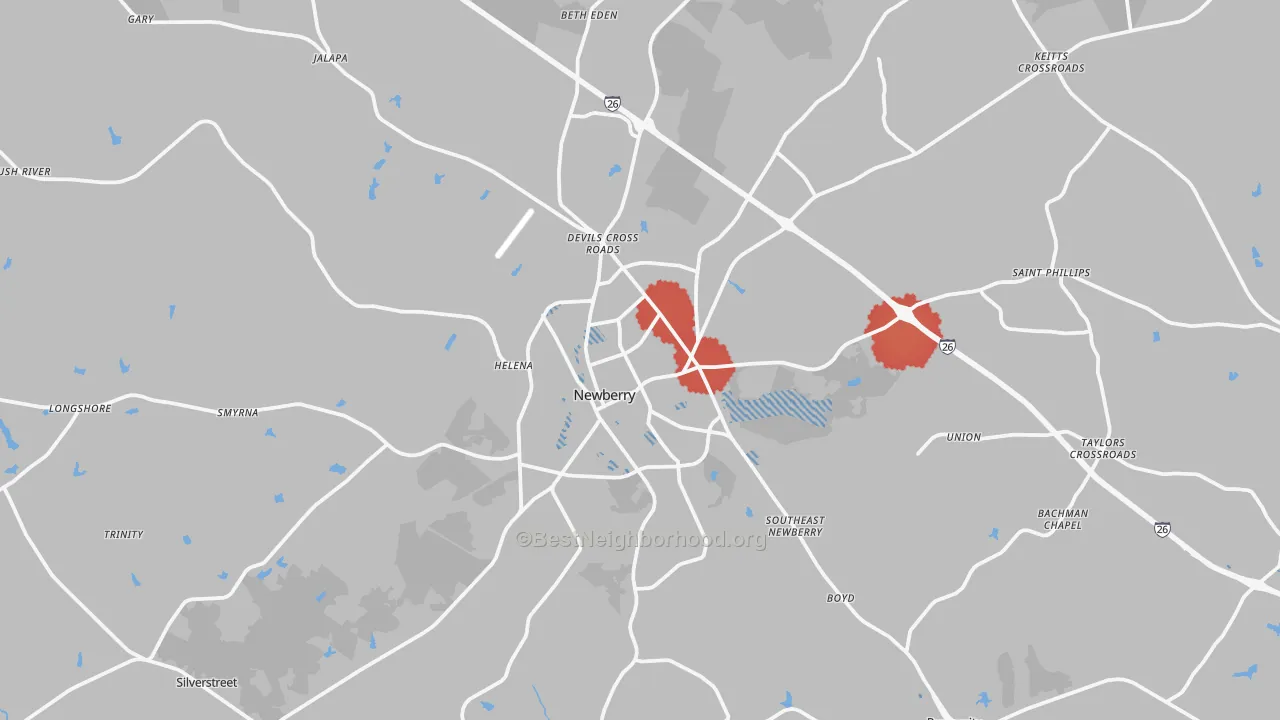Transit Grade map of Newberry, SC