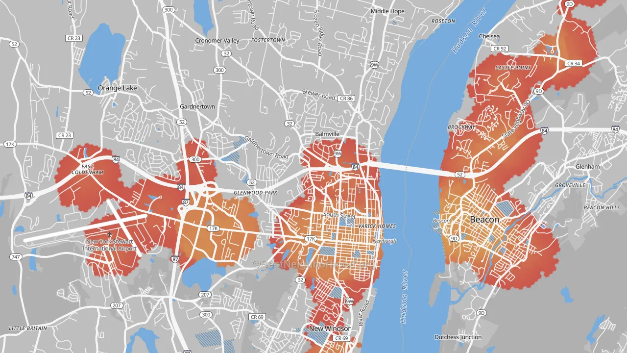Transit Grade map of Newburgh, NY