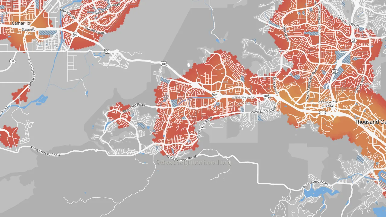 Transit Grade map of Newbury Park, CA