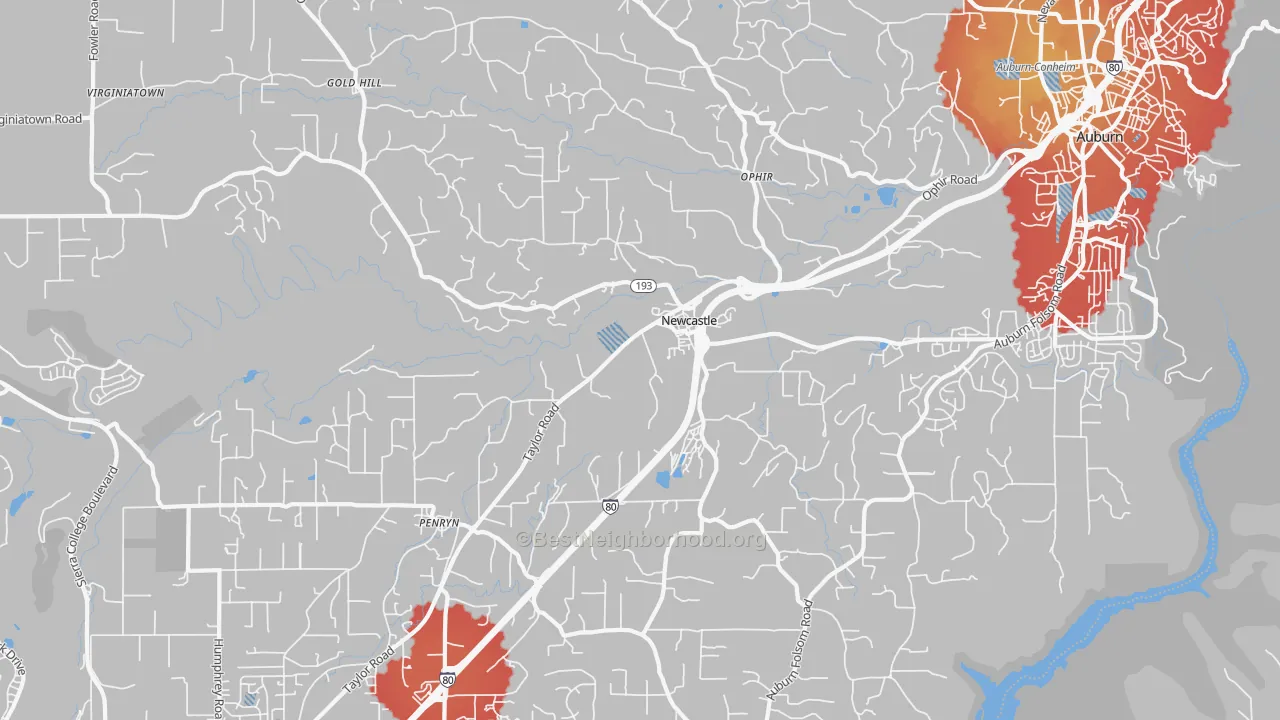 Transit Grade map of Newcastle, CA