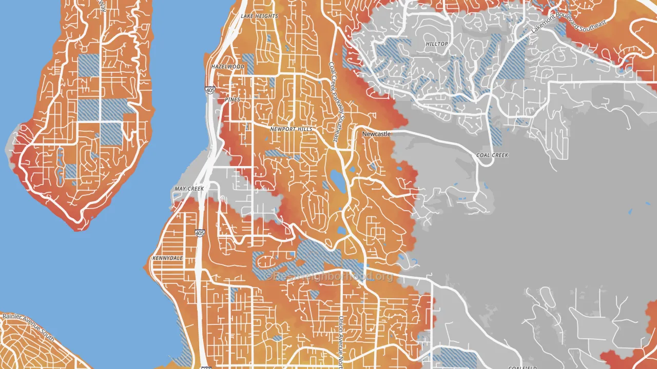 Transit Grade map of Newcastle, WA