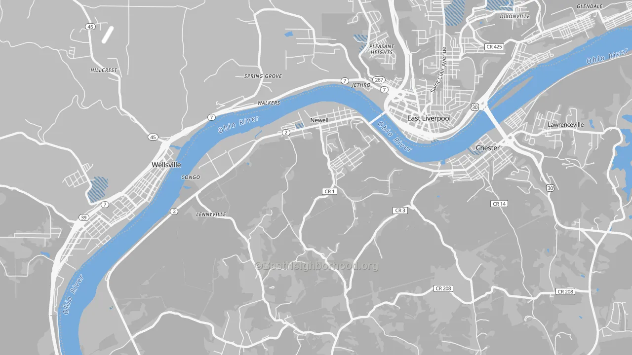 Transit Grade map of Newell, WV