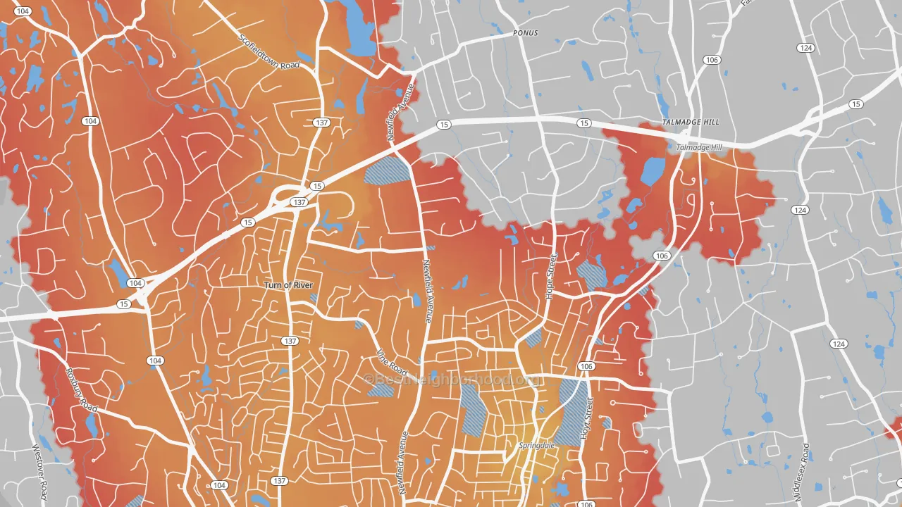Transit Grade map of Newfield, Stamford, CT