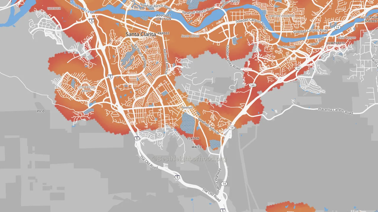 Transit Grade map of Newhall, CA