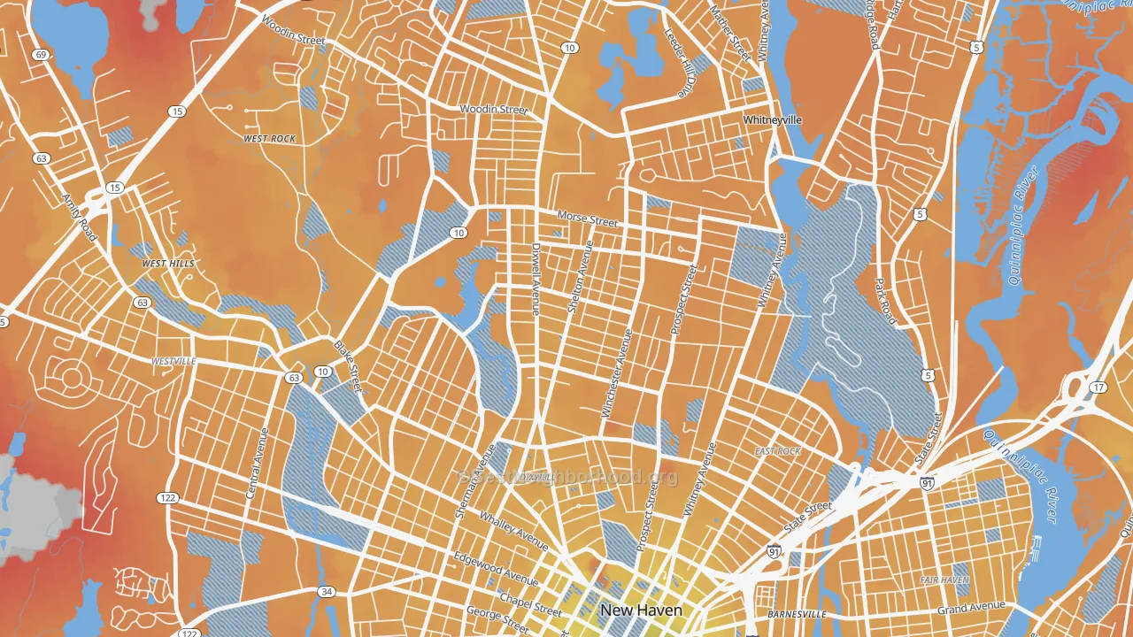 Transit Grade map of Newhallville, New Haven, CT