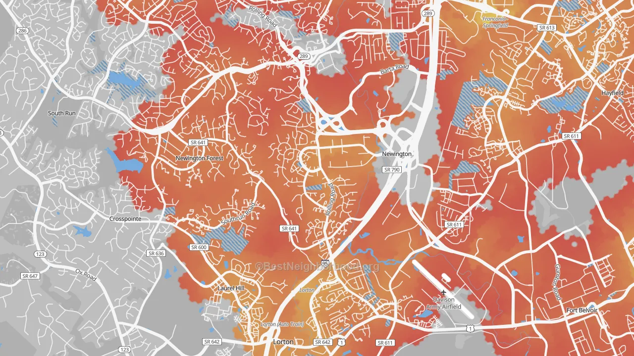 Transit Grade map of Newington, VA