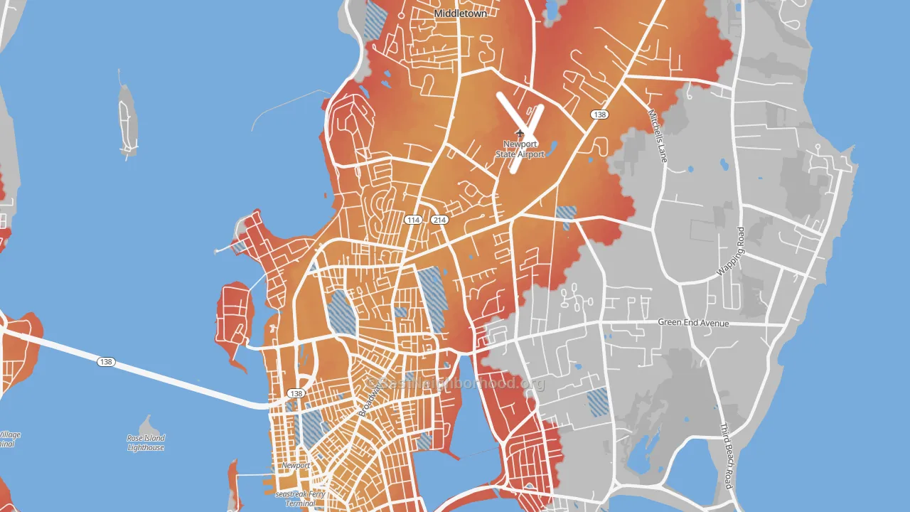 Transit Grade map of Newport East, RI
