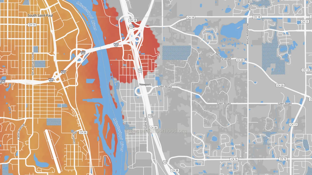 Transit Grade map of Newport, MN