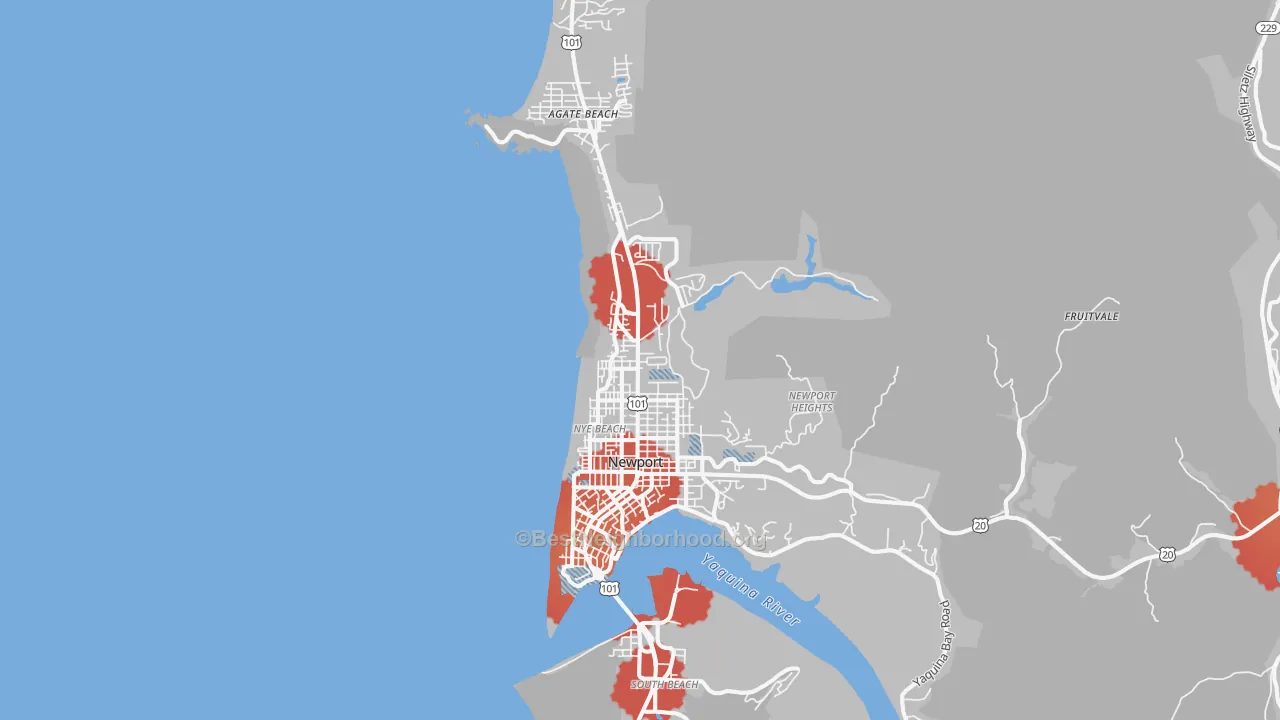Transit Grade map of Newport, OR