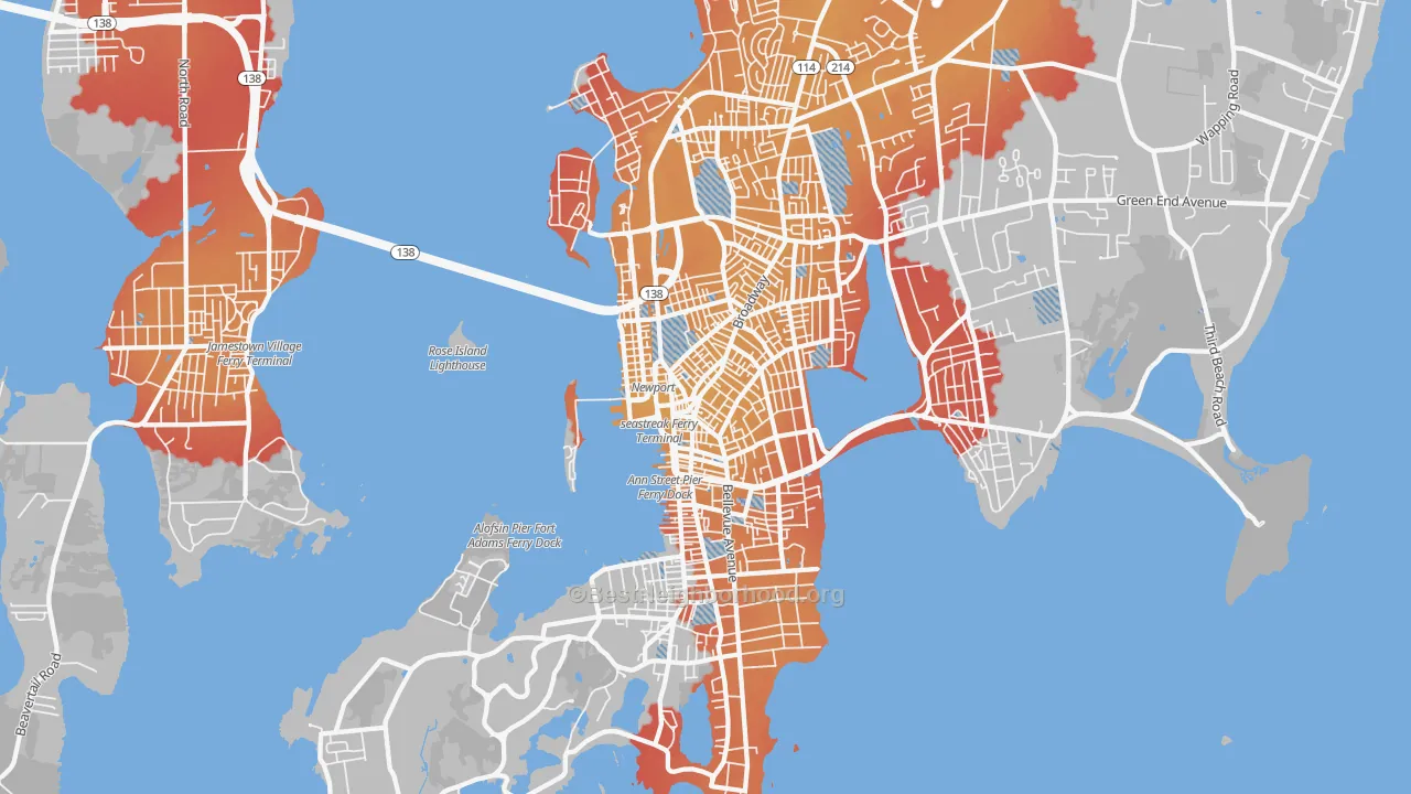 Transit Grade map of Newport, RI
