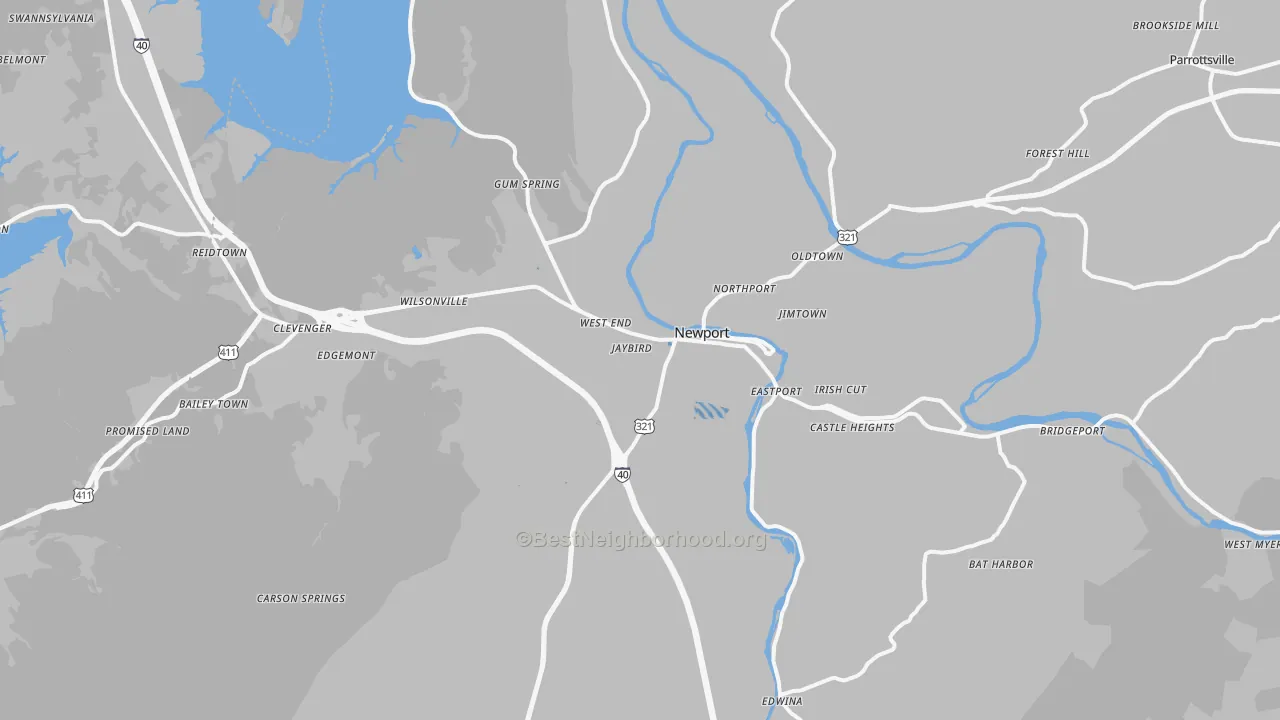 Transit Grade map of Newport, TN