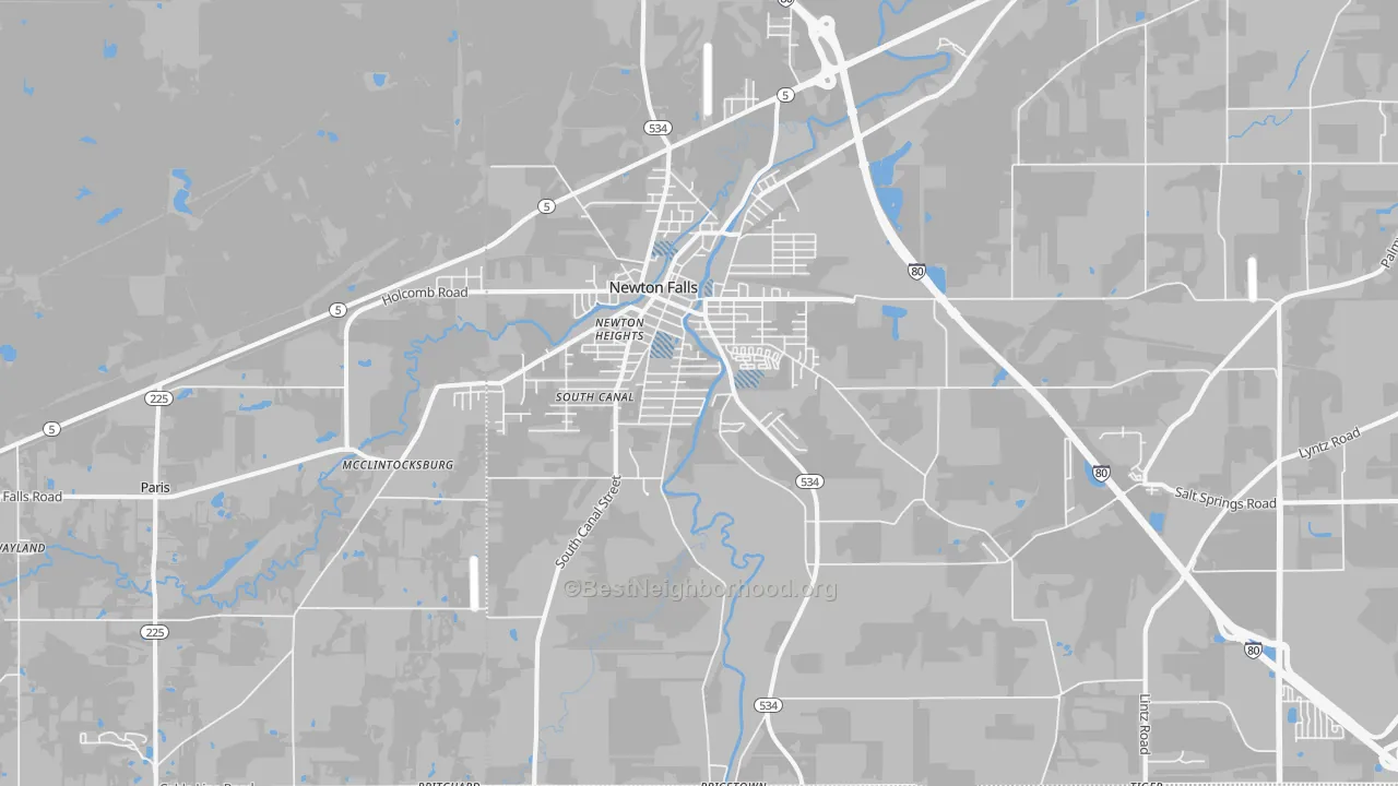Transit Grade map of Newton Falls, OH