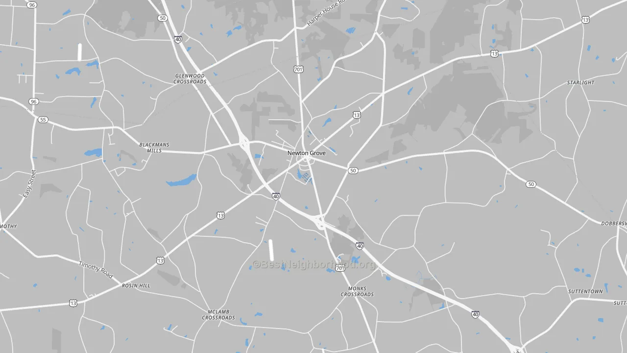 Transit Grade map of Newton Grove, NC