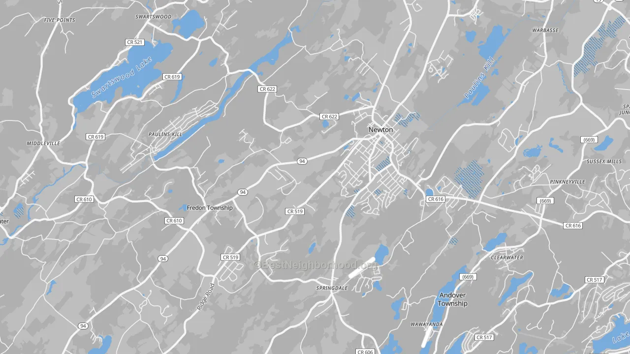 Transit Grade map of Newton, NJ
