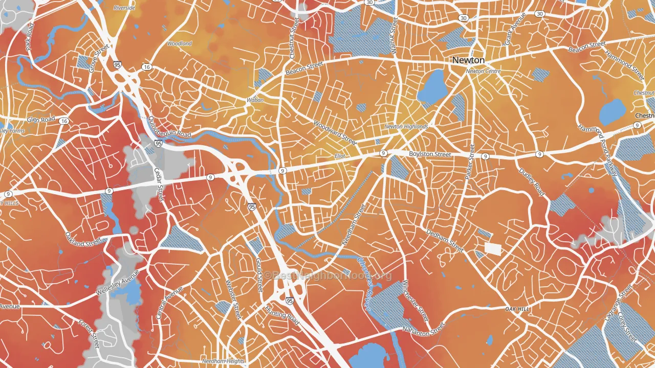 Transit Grade map of Newton Upper Falls, MA