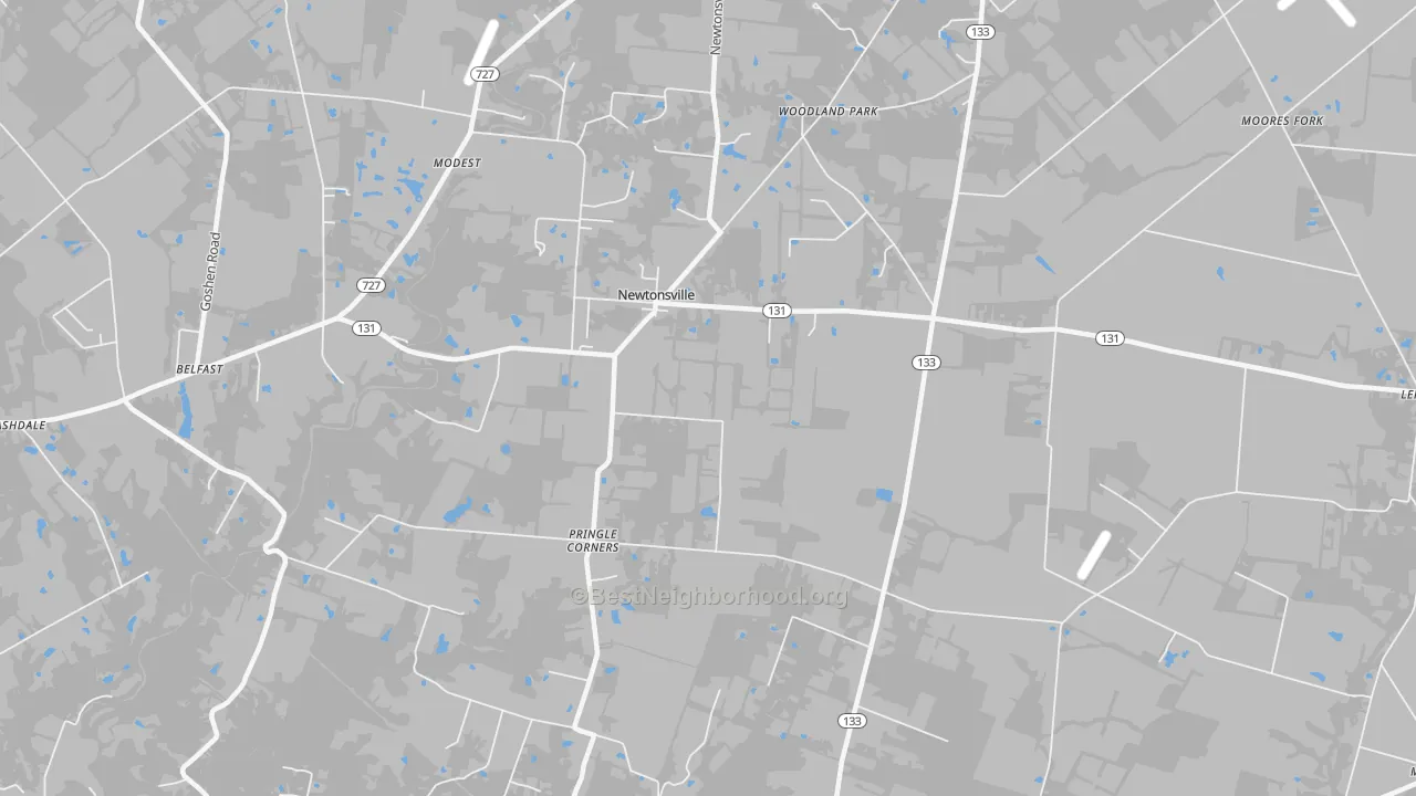 Transit Grade map of Newtonsville, OH
