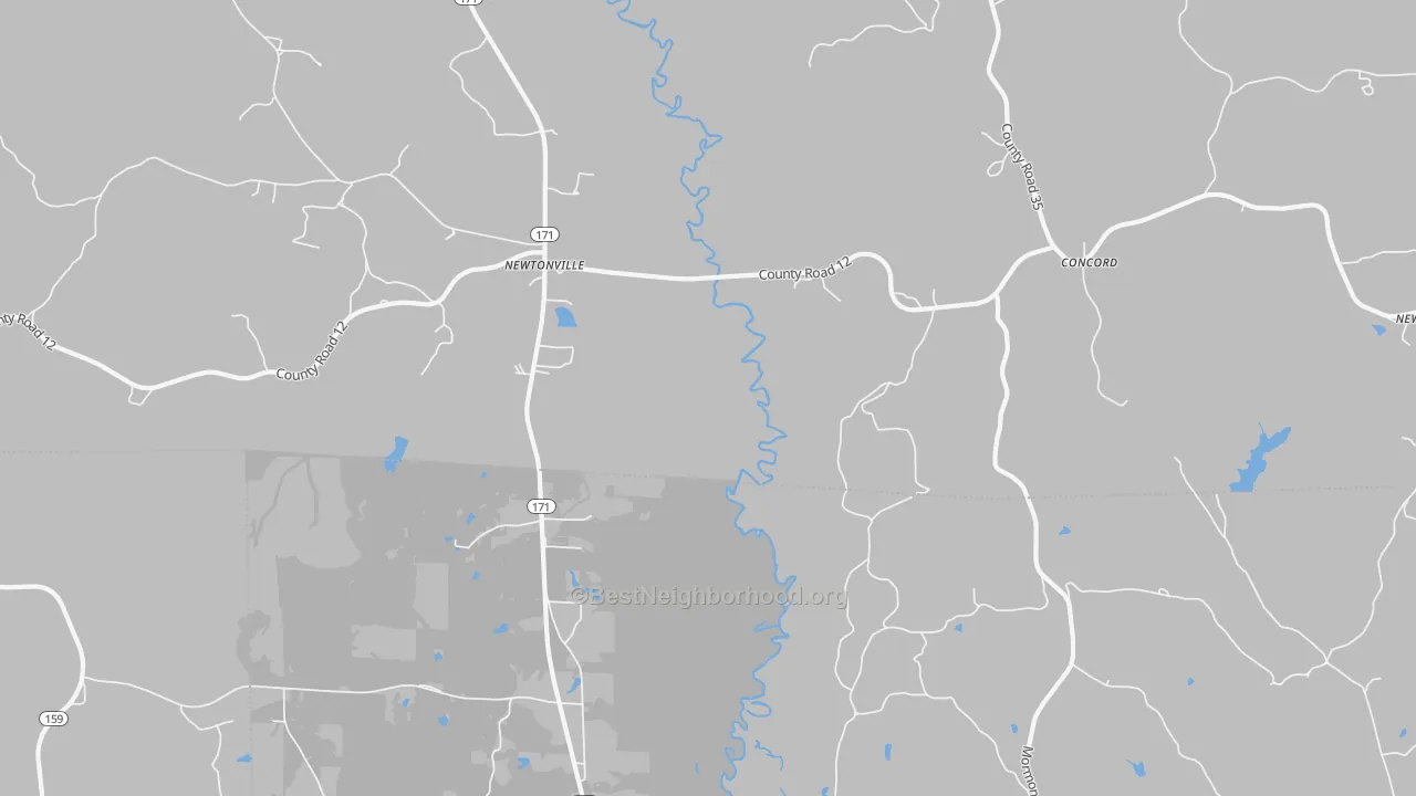 Transit Grade map of Newtonville, AL