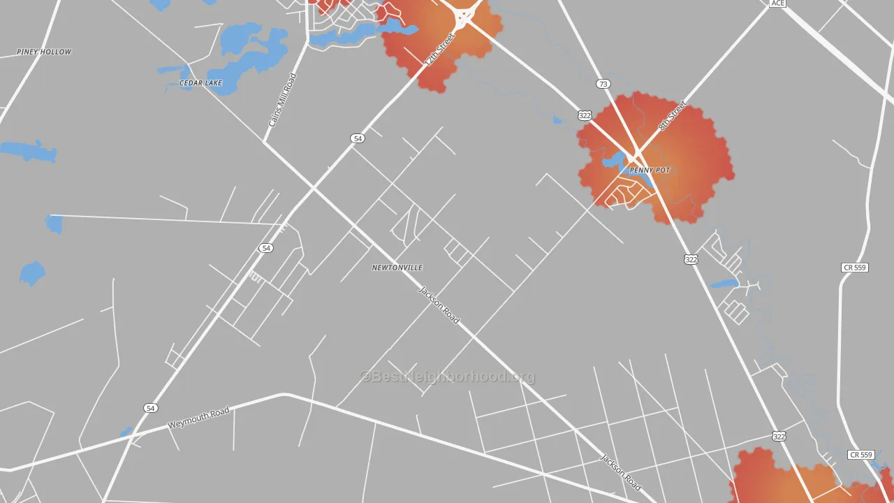 Transit Grade map of Newtonville, NJ