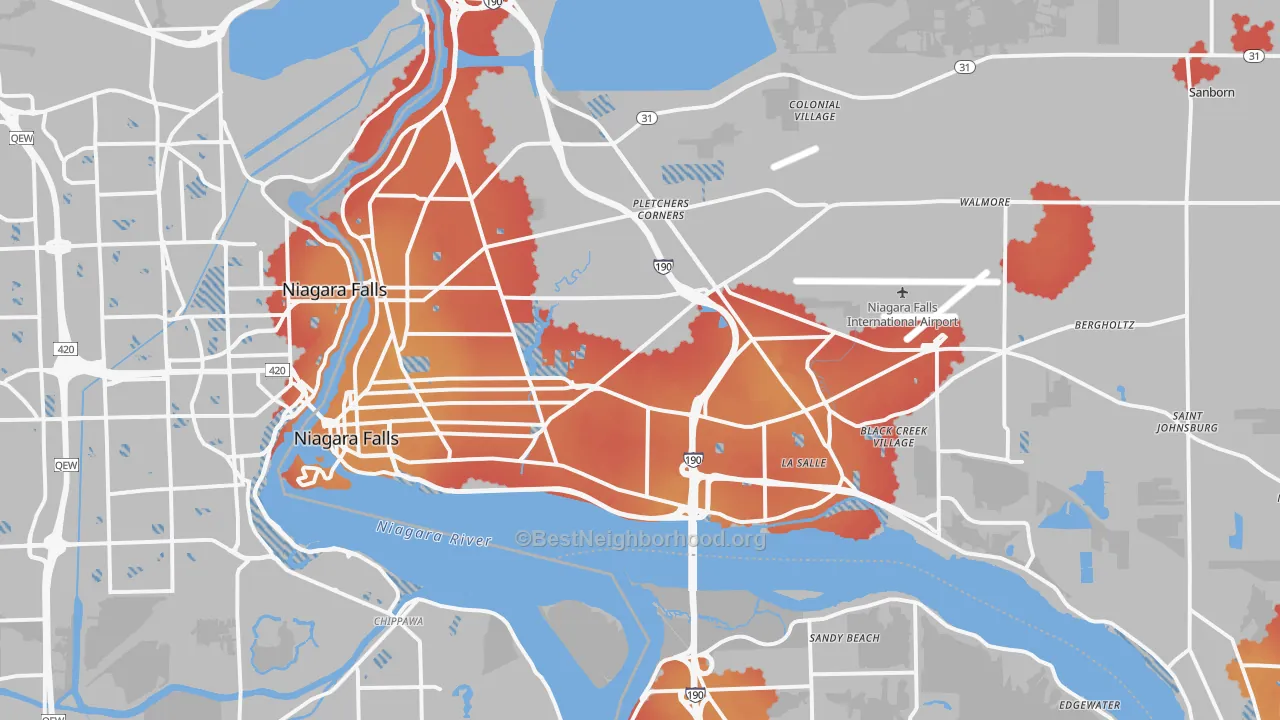 Transit Grade map of Niagara Falls, NY