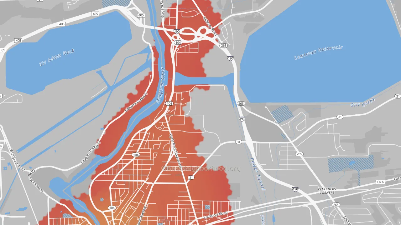 Transit Grade map of Niagara University, NY