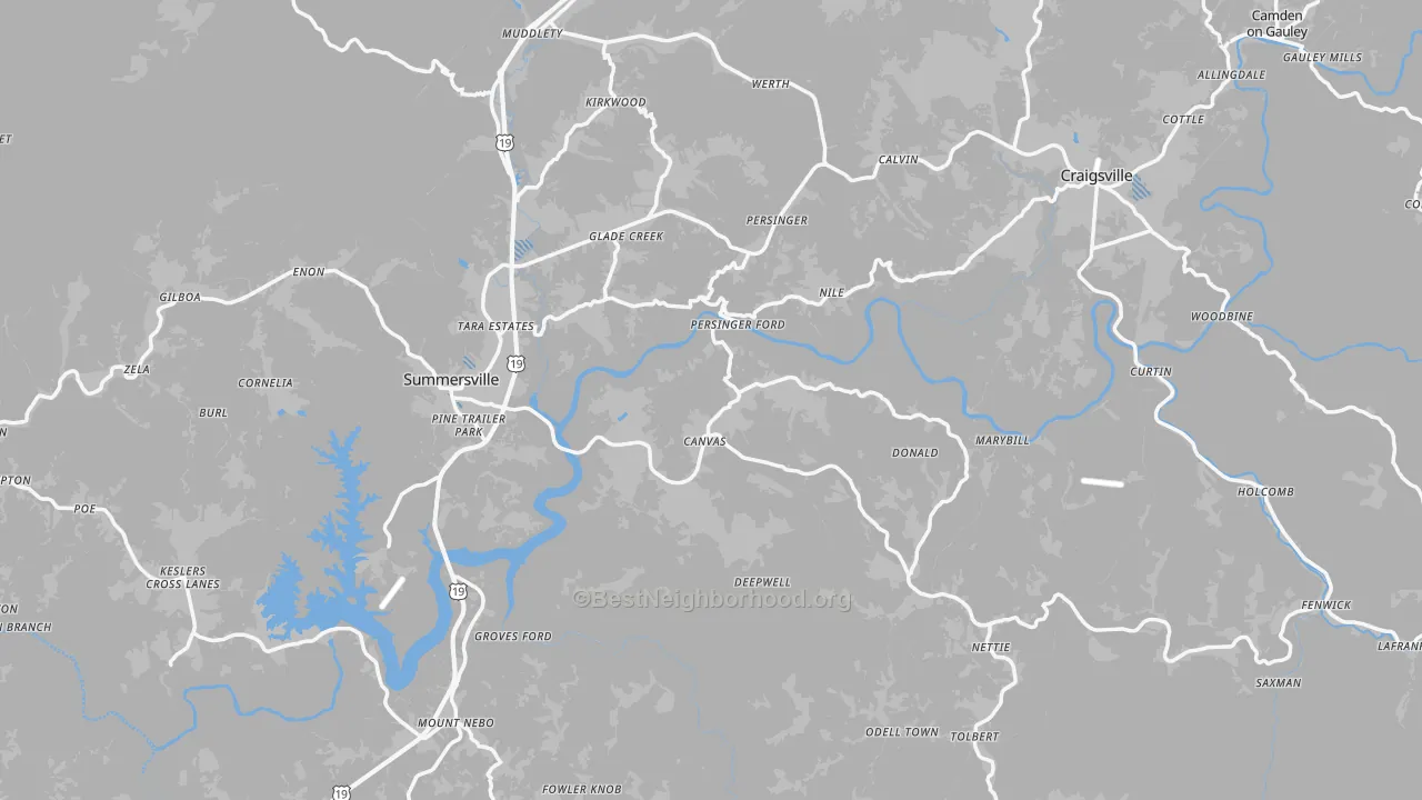 Transit Grade map of Nicholas County, WV