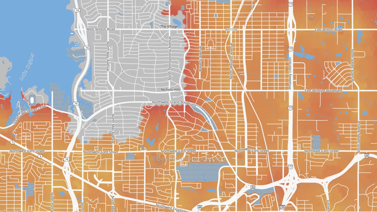 Transit Grade map of Nichols Hills, OK