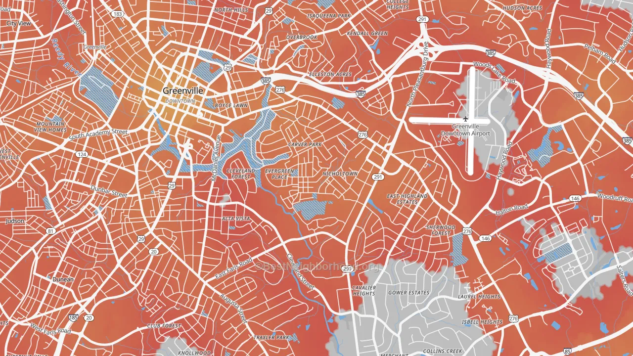 Transit Grade map of Nicholtown, Greenville, SC