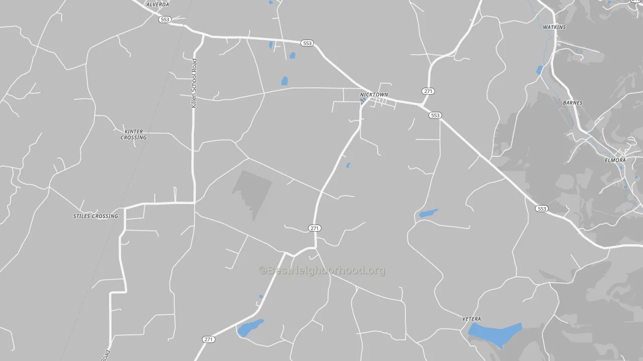 Transit Grade map of Nicktown, PA