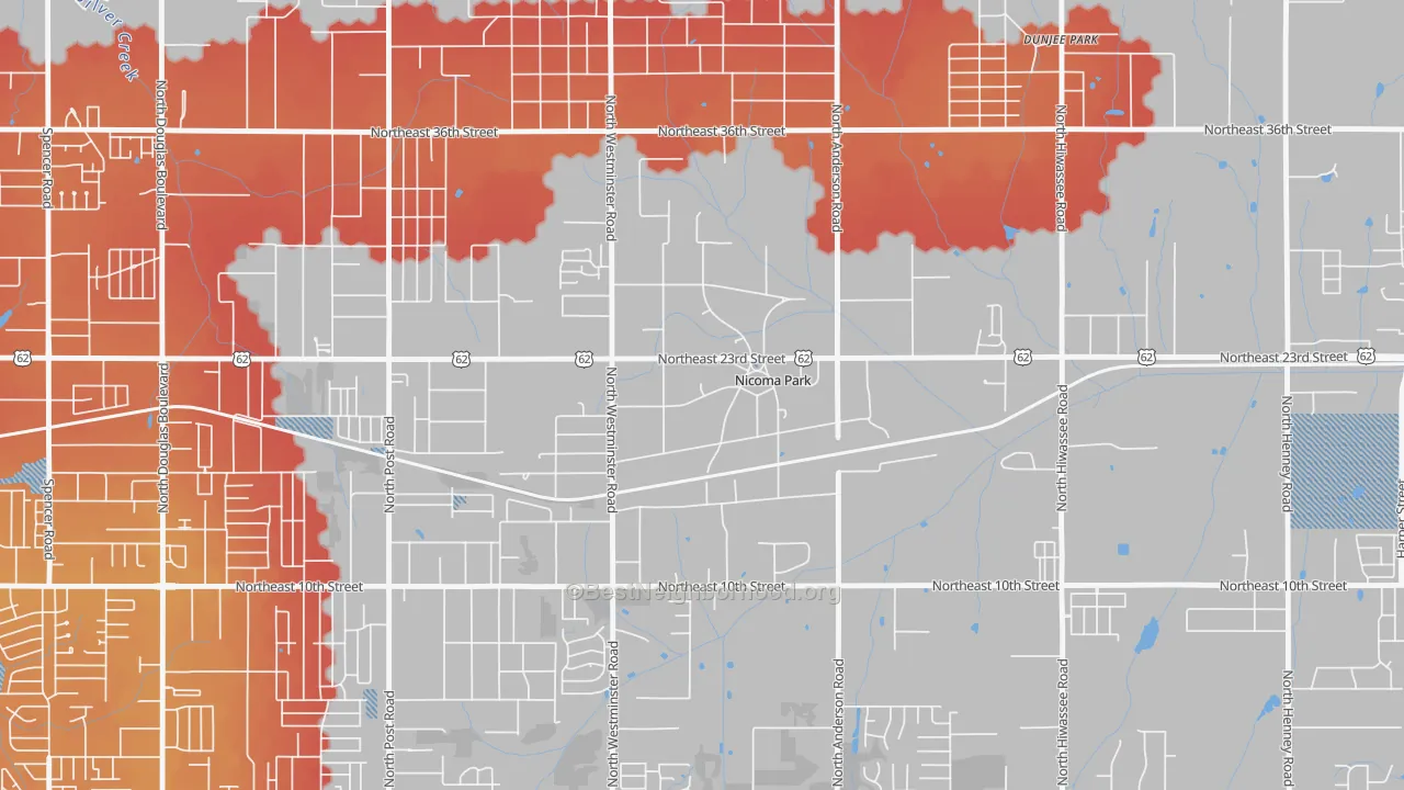 Transit Grade map of Nicoma Park, OK