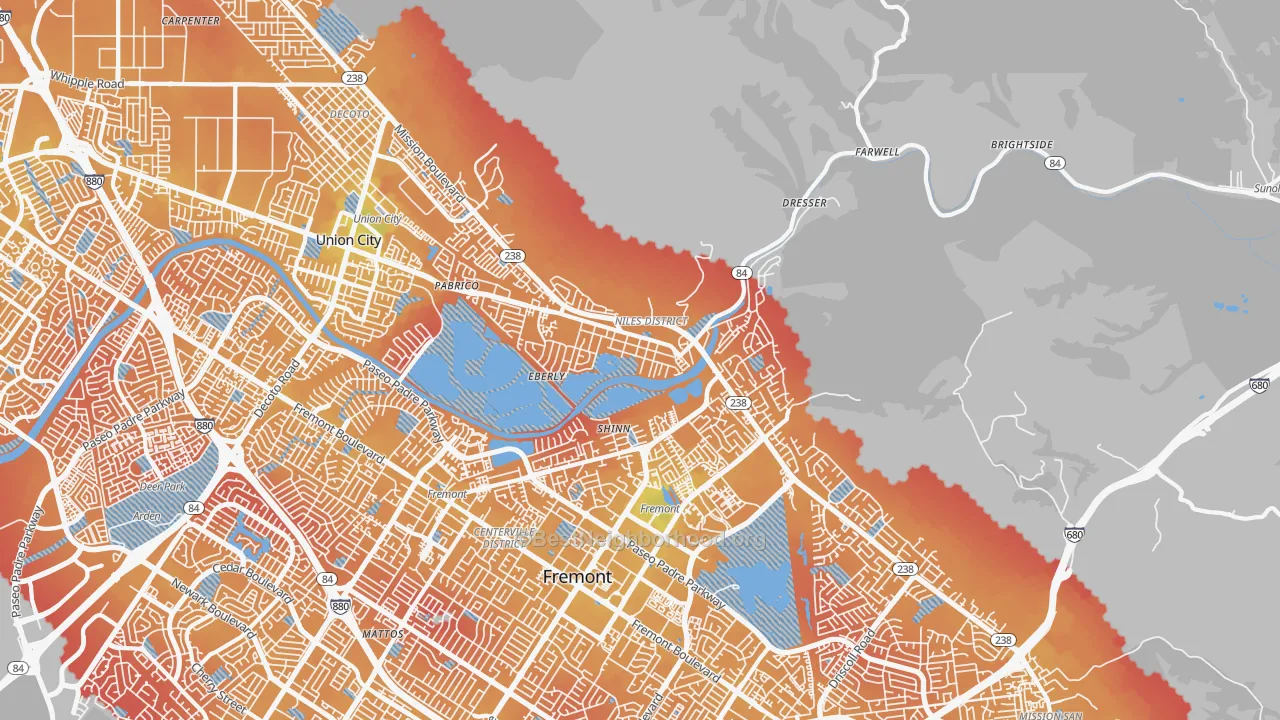 Transit Grade map of Niles Junction, Fremont, CA