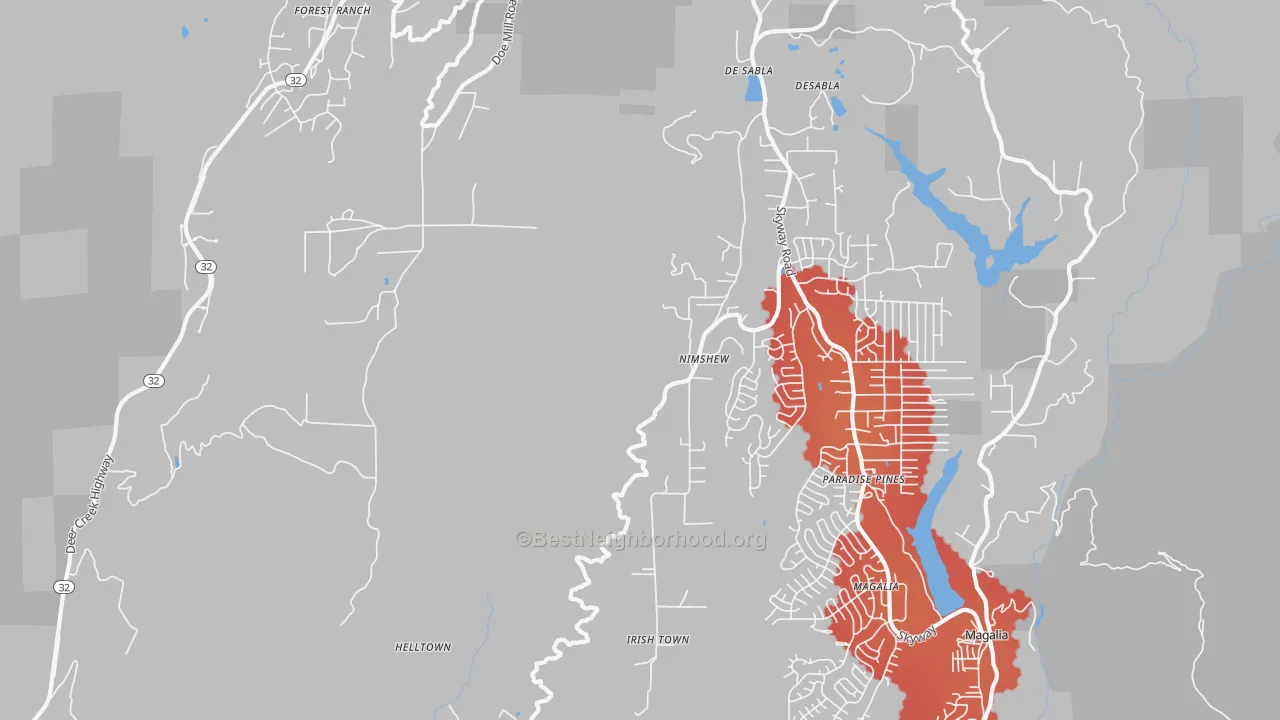 Transit Grade map of Nimshew, CA