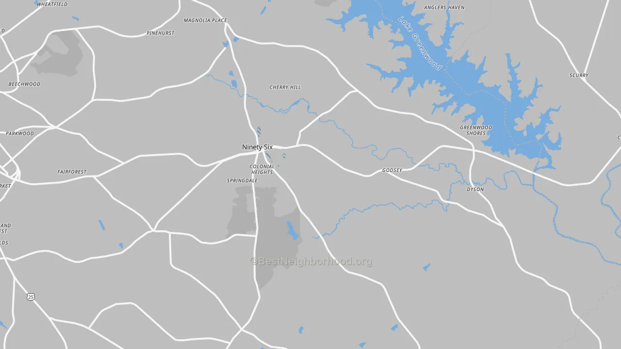 Transit Grade map of Ninety Six, SC