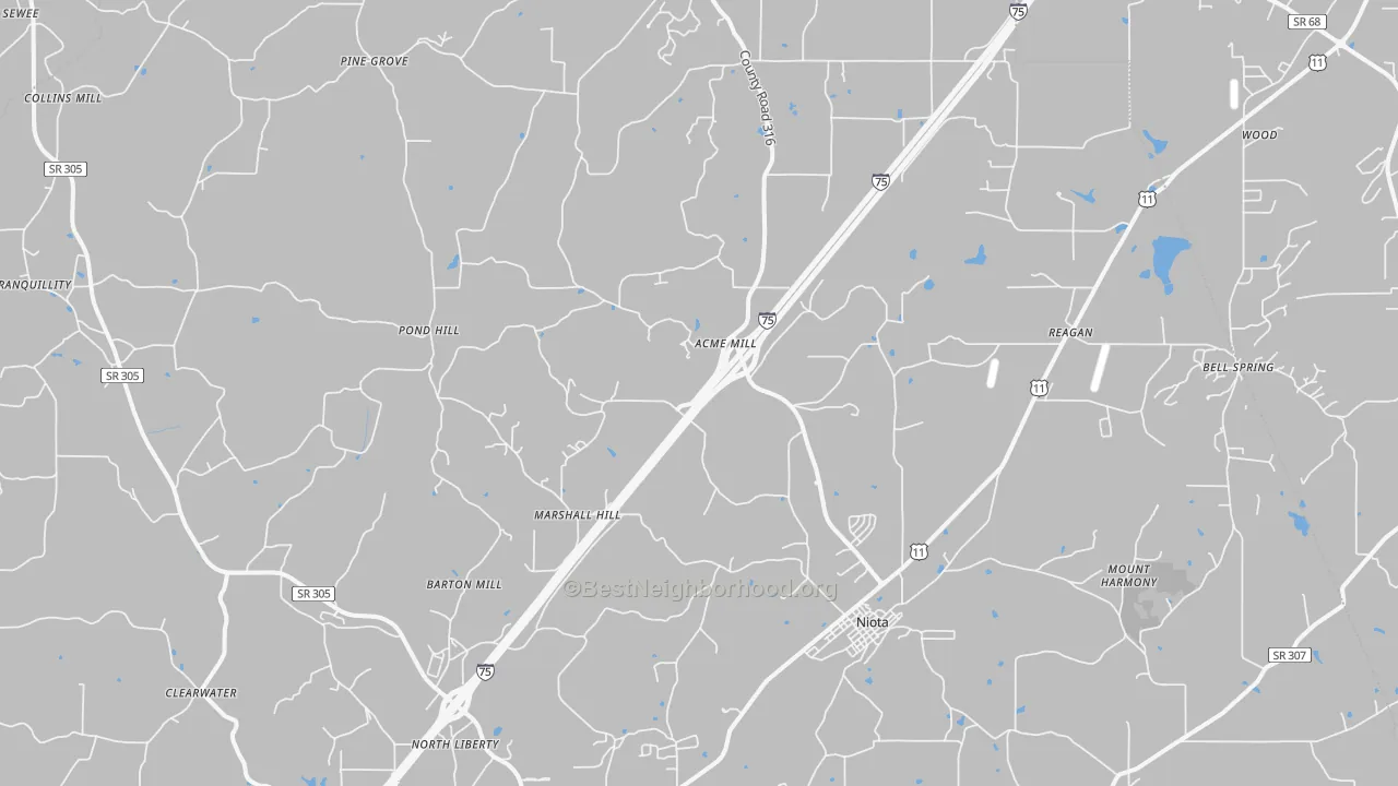 Transit Grade map of Niota, TN
