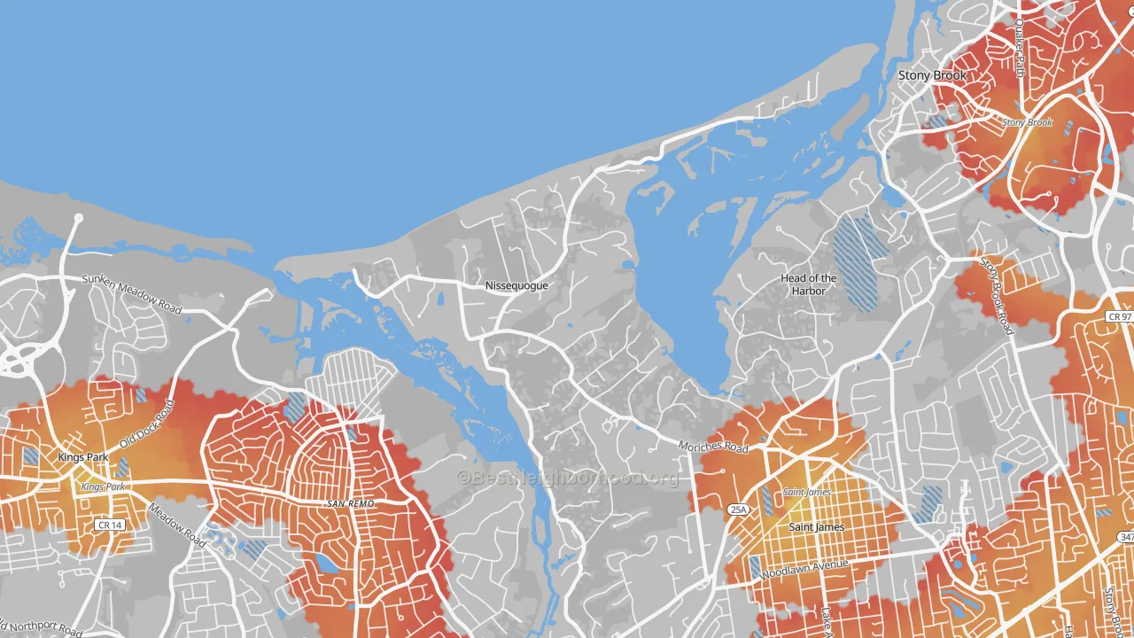 Transit Grade map of Nissequogue, NY