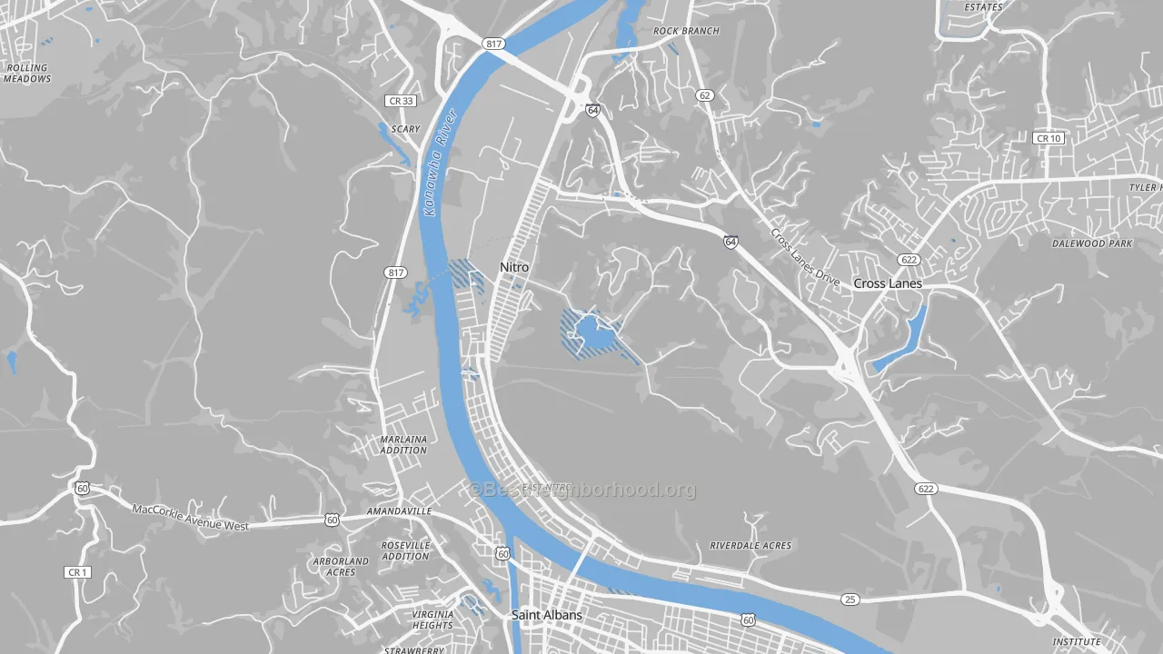 Transit Grade map of Nitro, WV
