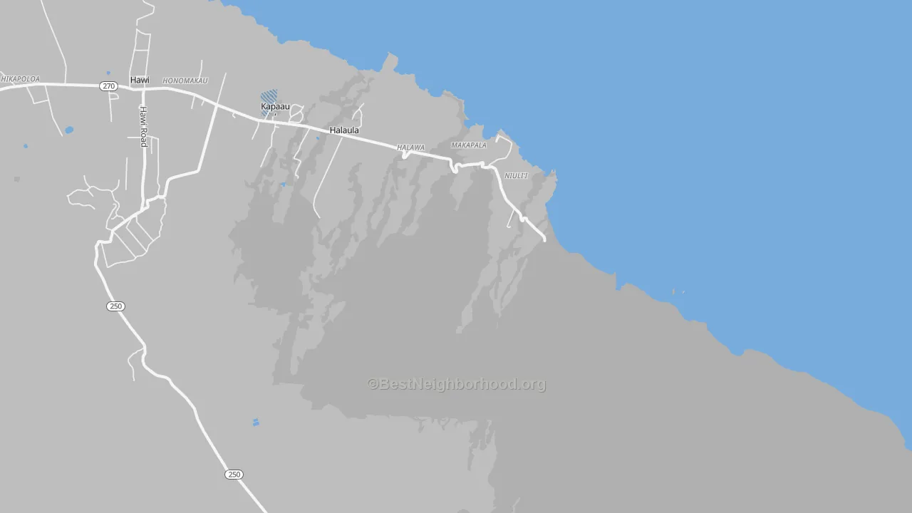 Transit Grade map of Niulii, HI