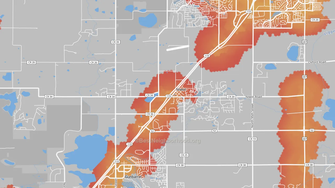 Transit Grade map of Niwot, CO