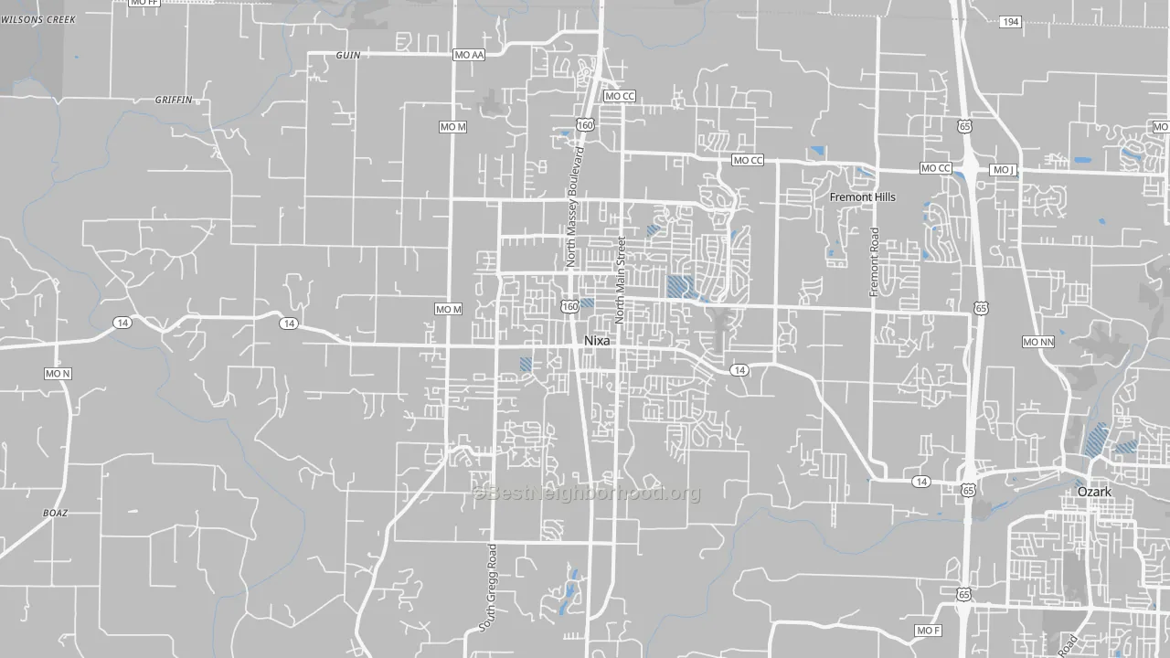 Transit Grade map of Nixa, MO