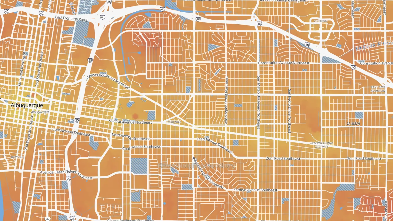 Transit Grade map of Nob Hill, Albuquerque, NM