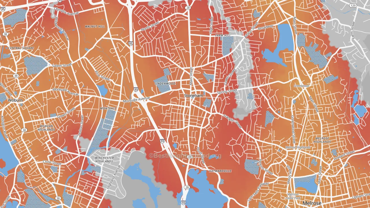 Transit Grade map of Nobility Hill Historic District, Stoneham, MA