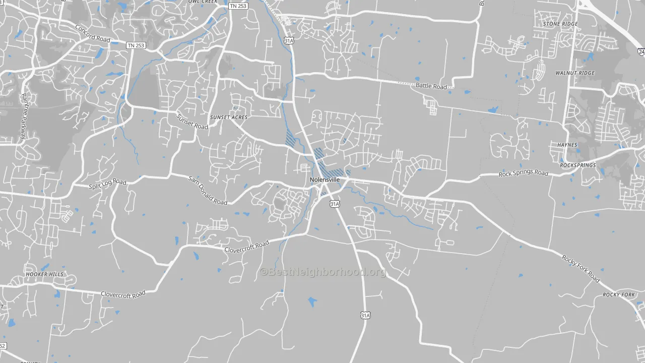 Transit Grade map of Nolensville, TN