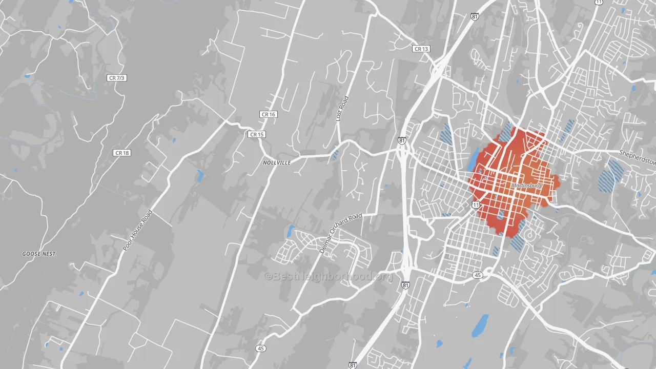 Transit Grade map of Nollville, Martinsburg, WV