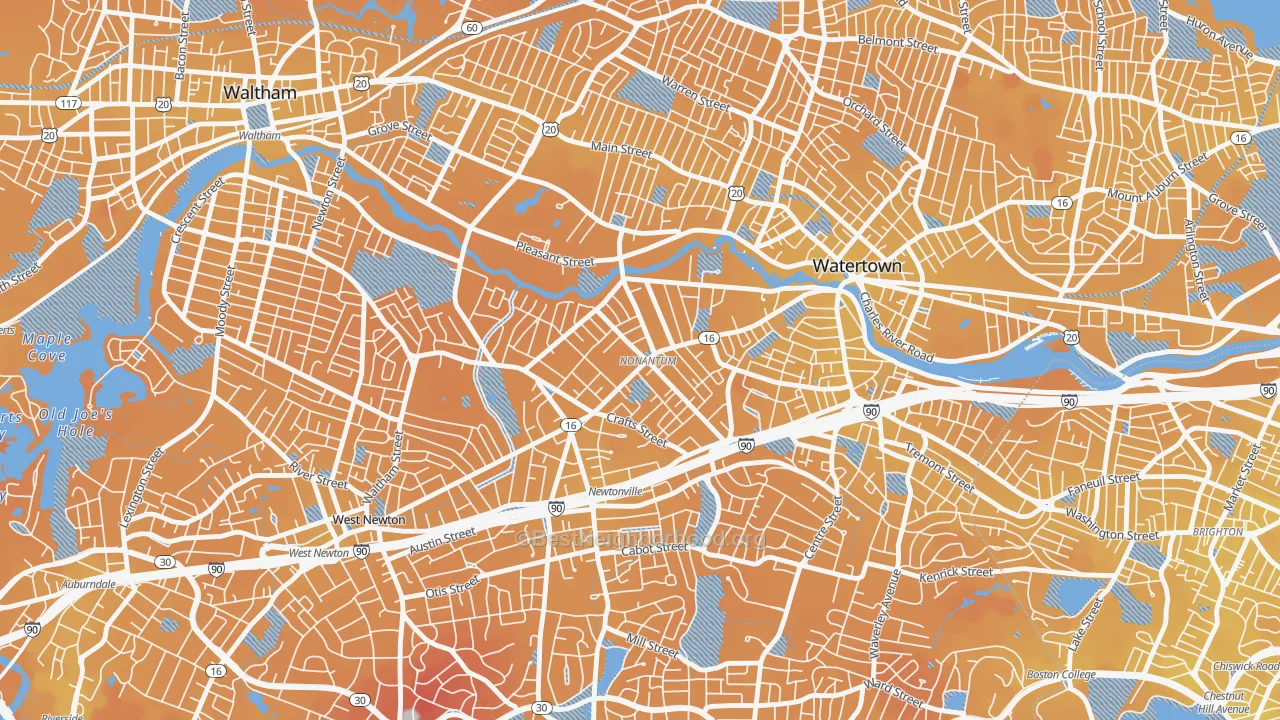 Transit Grade map of Nonantum, Newton, MA
