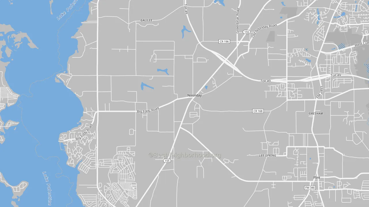 Transit Grade map of Noonday, TX