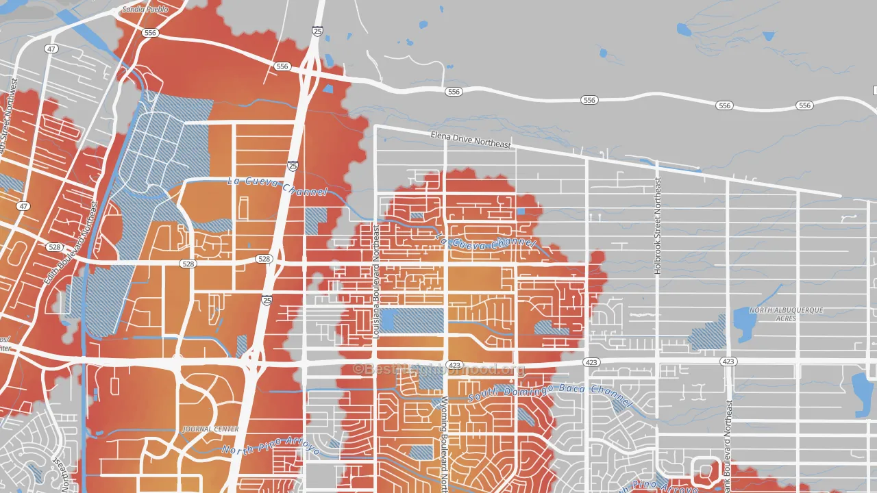 Transit Grade map of Nor Este, Albuquerque, NM