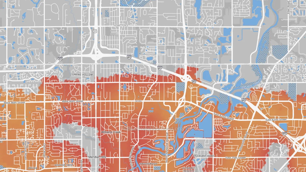 Transit Grade map of Nora, Indianapolis, IN