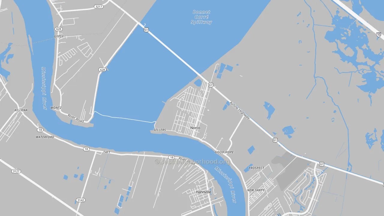 Transit Grade map of Norco, LA
