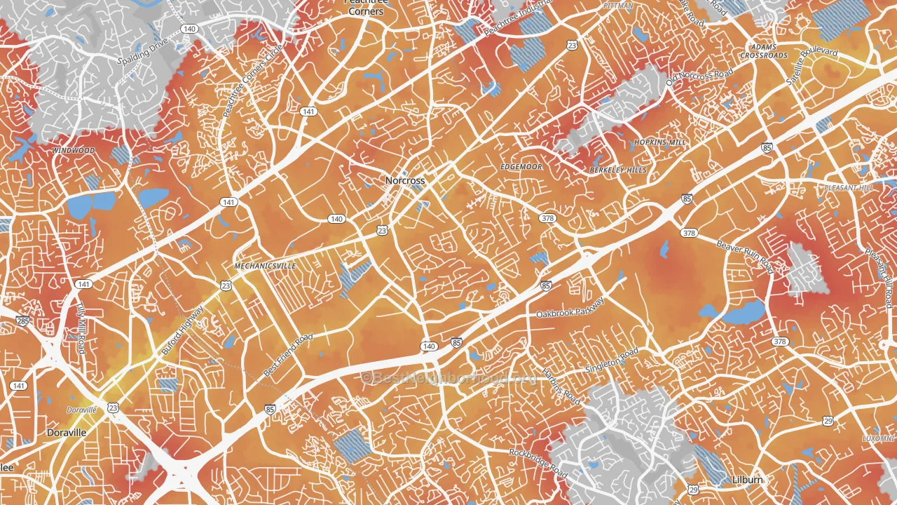 Transit Grade map of Norcross, GA